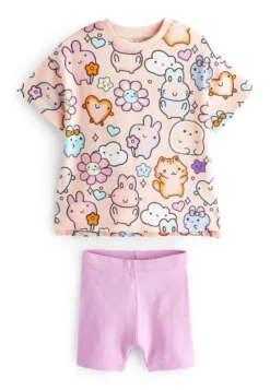 Next Short Sleeve T-Shirt And Cycling Shorts SetShortsPurple Bambini Corti NX323D1SK-I11